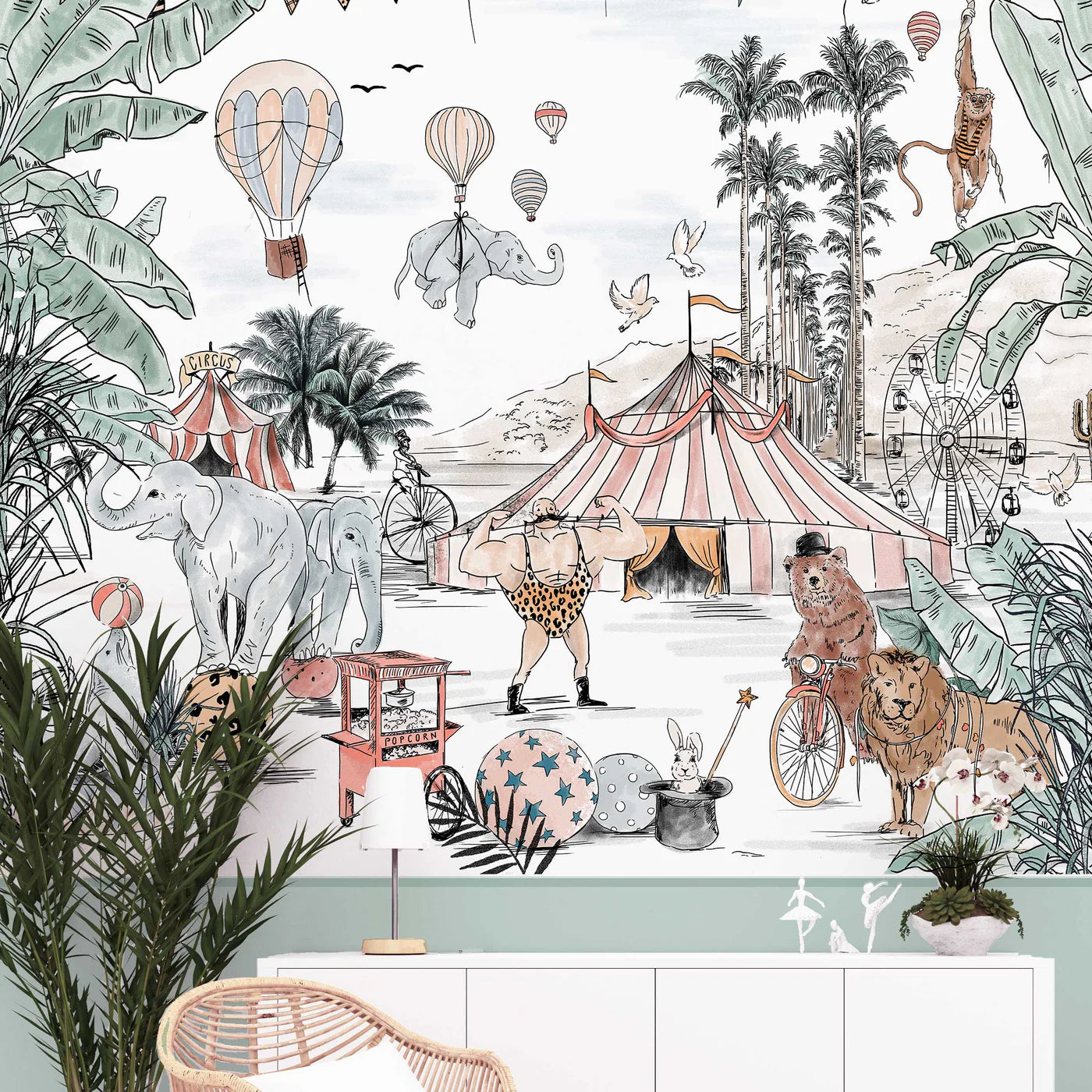 Kinderkamerbehang babykamerbehang circus thema