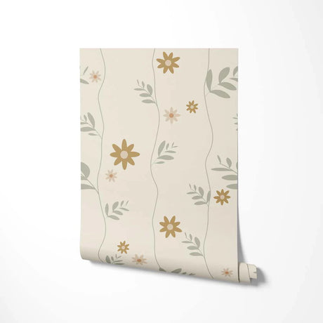 babykamer en kinderkamer behang met bloemen