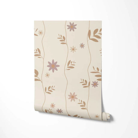 babykamer en kinderkamer behang met bloemen