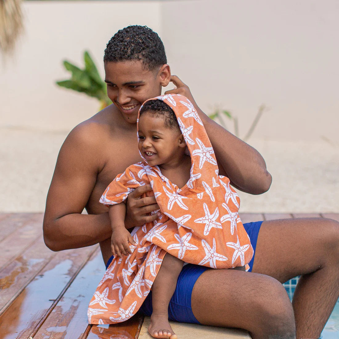 Badstof poncho met zeesterren