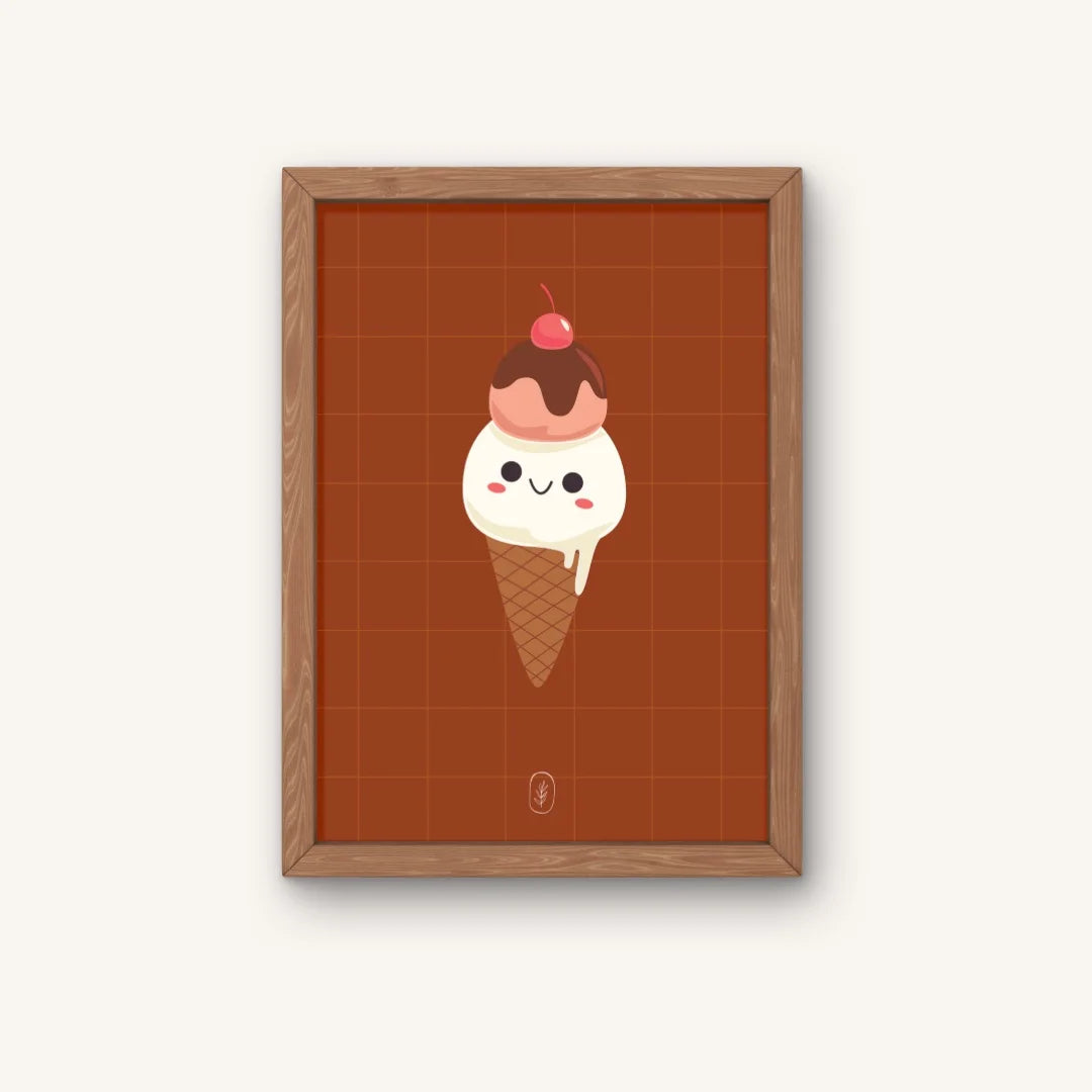 Grappige poster van een dinosaurus op een skateboard. Speciaal ontworpen voor kinderkamers en jongenskamers.