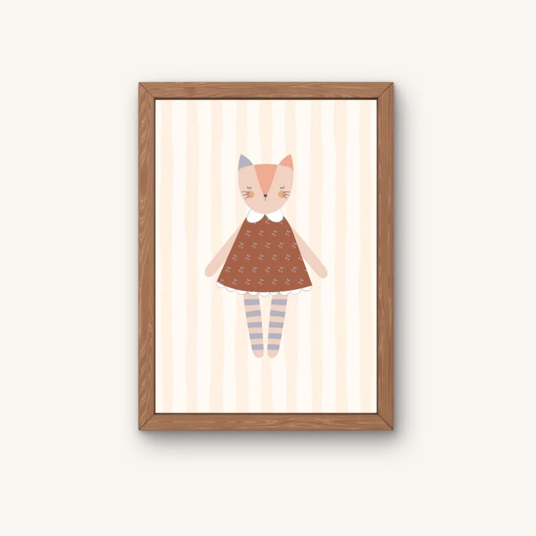 Drieluik poster set voor kinderkamer met konijn, kat en beer.