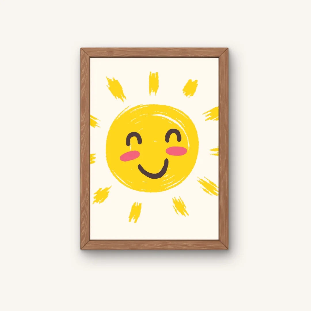 Poster met zon illustratie voor kinderkamer of babykamer