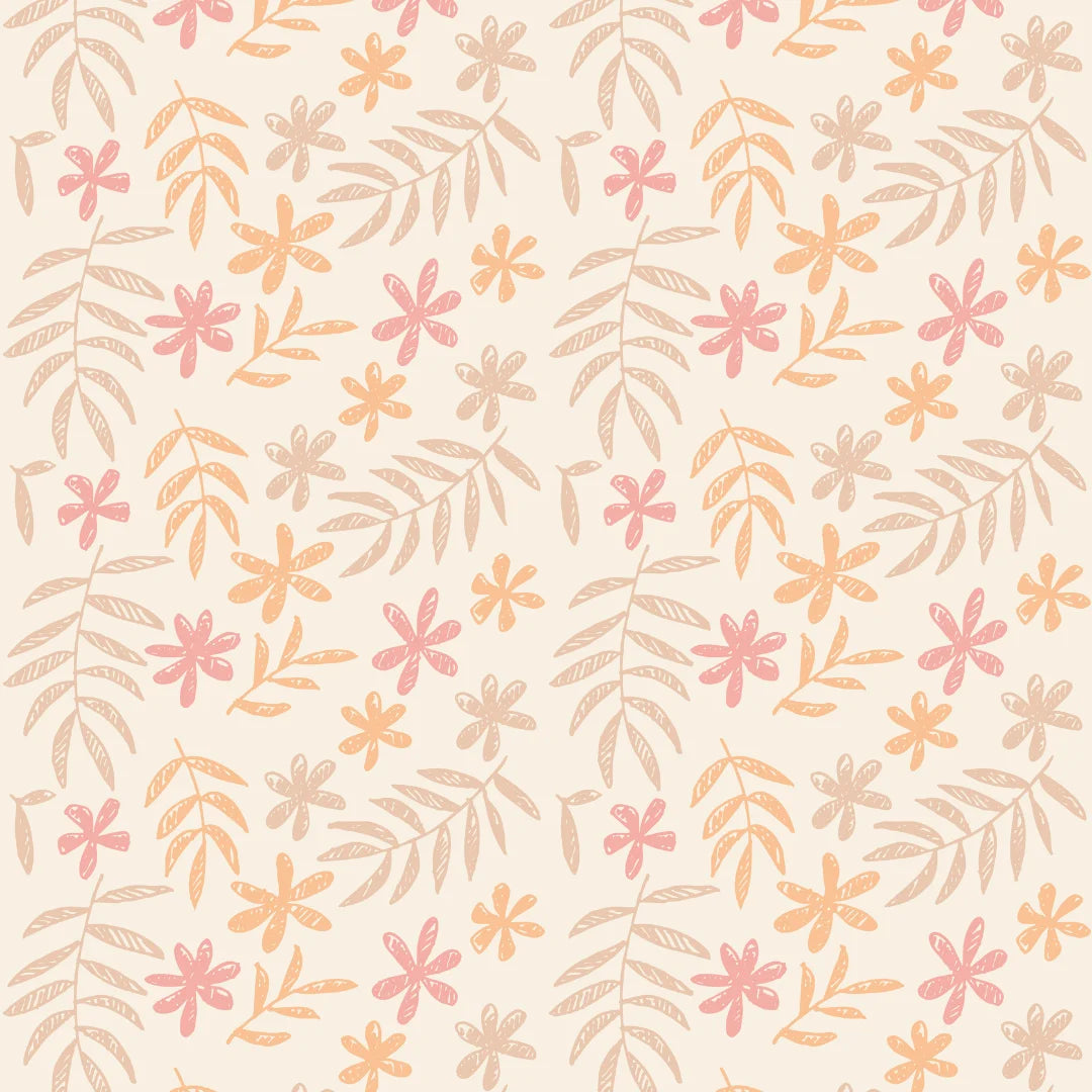 Boho kinderkamer behang babykamer behang met blaadjes en bloemen
