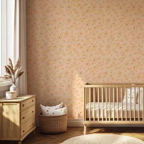 Boho kinderkamer behang babykamer behang met blaadjes en bloemen