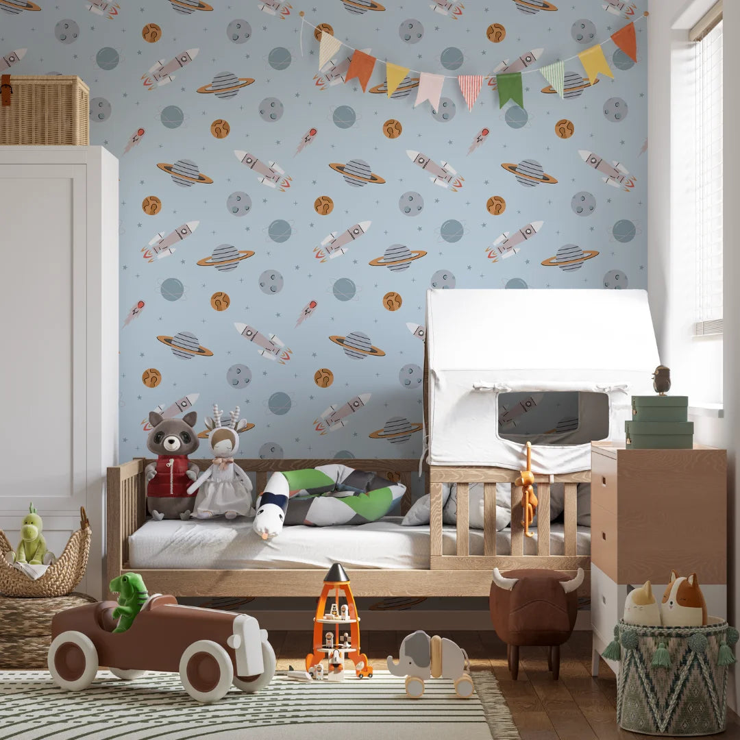 Astronauten ruimtevaart behang voor jongens