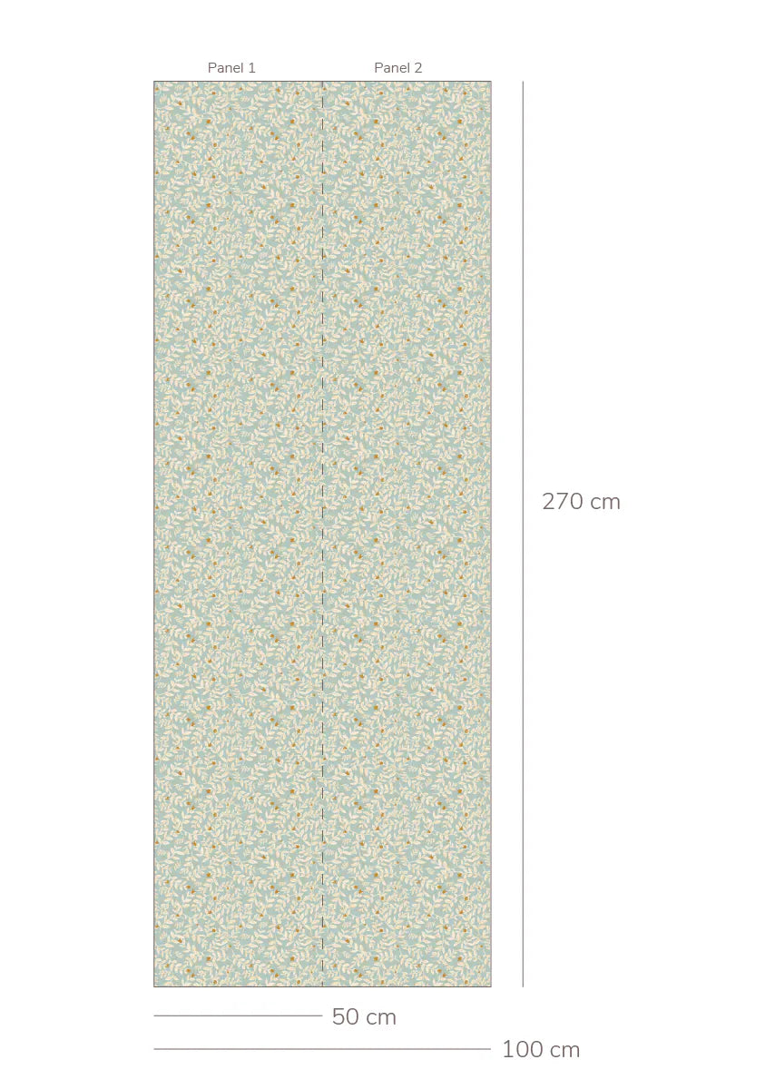 Bibelotte kinderkamer behang met blaadjes - natuur meisjes blauw