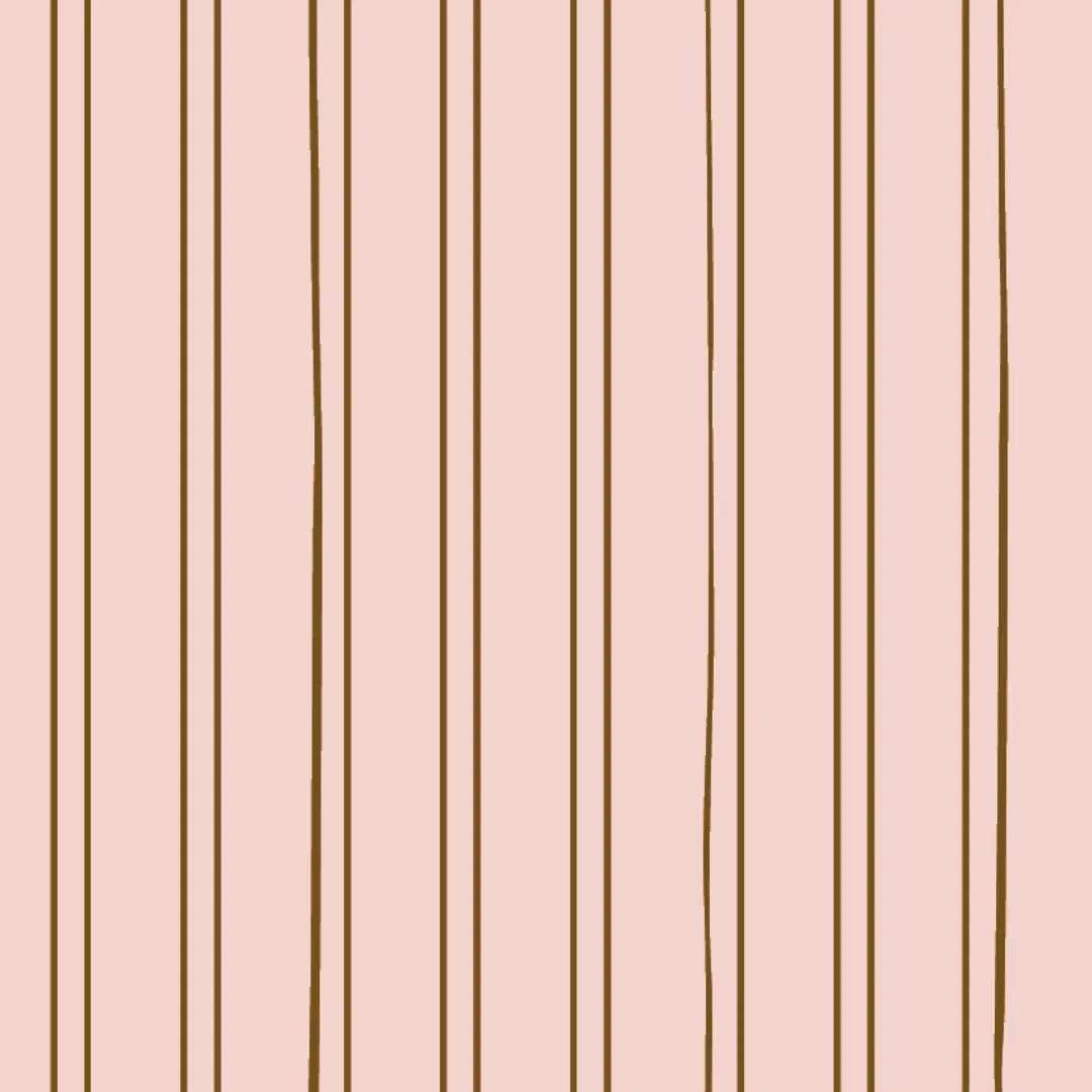 Bibelotte behang Gestreept bloesem, roze gestreept behang met fijne bruine strepen voor de kinderkamer