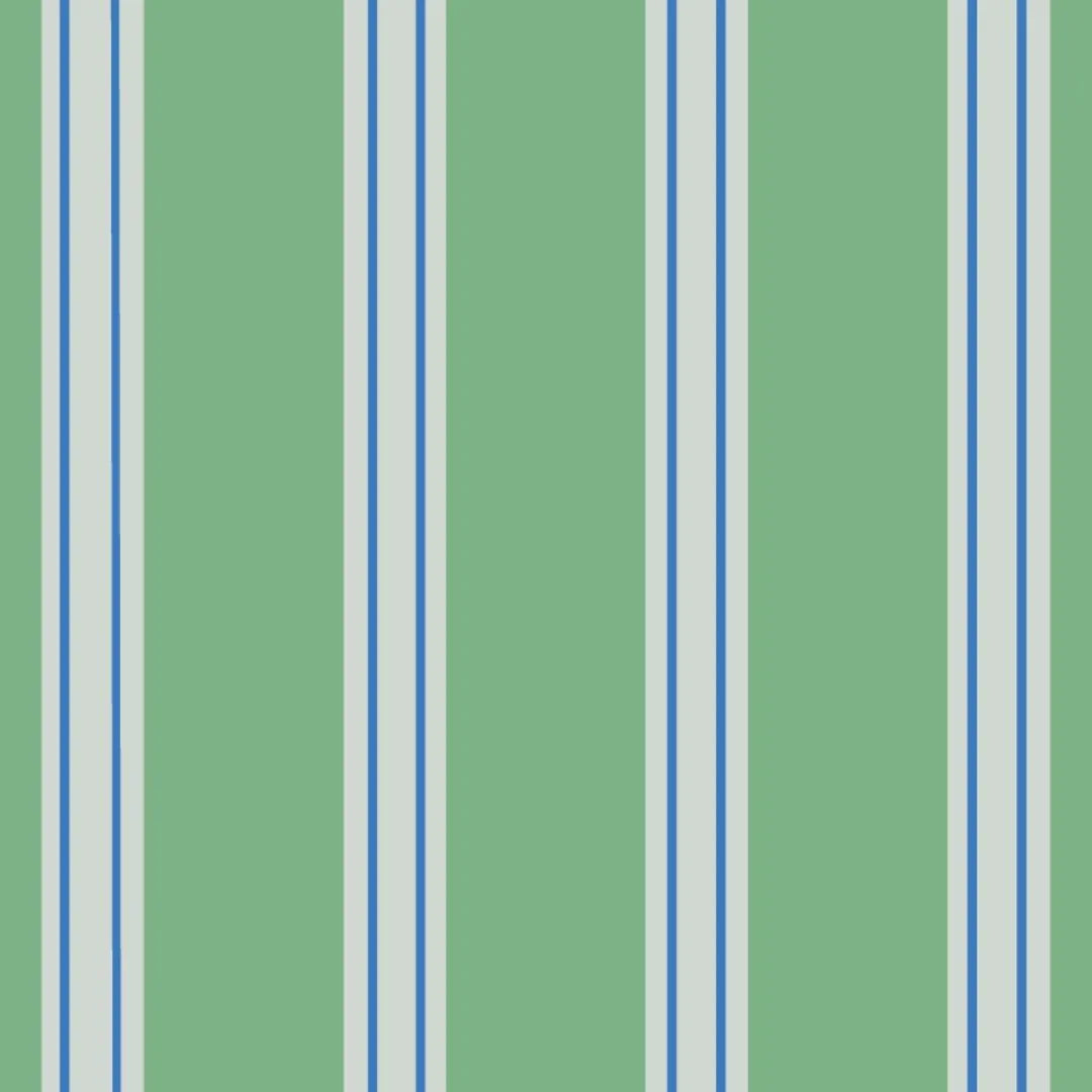 Bibelotte behang Juna twiggy, groen gestreept behang met blauwe strepen voor de kinderkamer