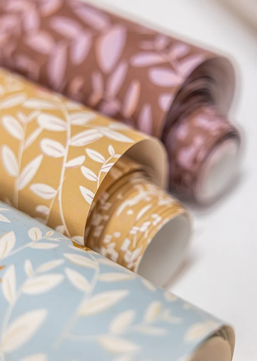 Bibelotte kinderkamer behang met blaadjes - natuur meisjes blauw