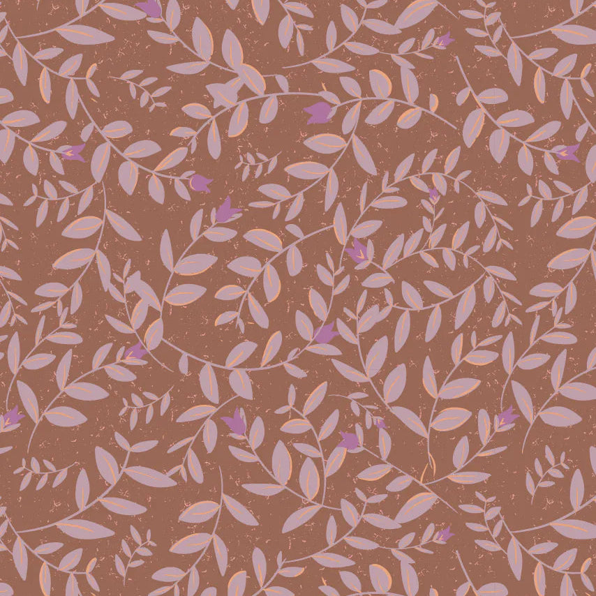 Bibelotte kinderkamer behang met blaadjes - natuur meisjes paars