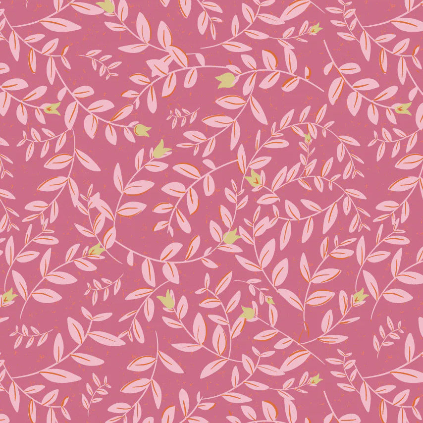 Bibelotte kinderkamer behang met blaadjes - natuur meisjes roze