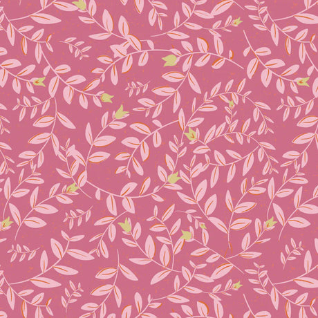 Bibelotte kinderkamer behang met blaadjes - natuur meisjes roze