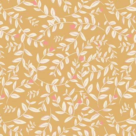 Bibelotte kinderkamer behang met blaadjes - natuur meisjes geel