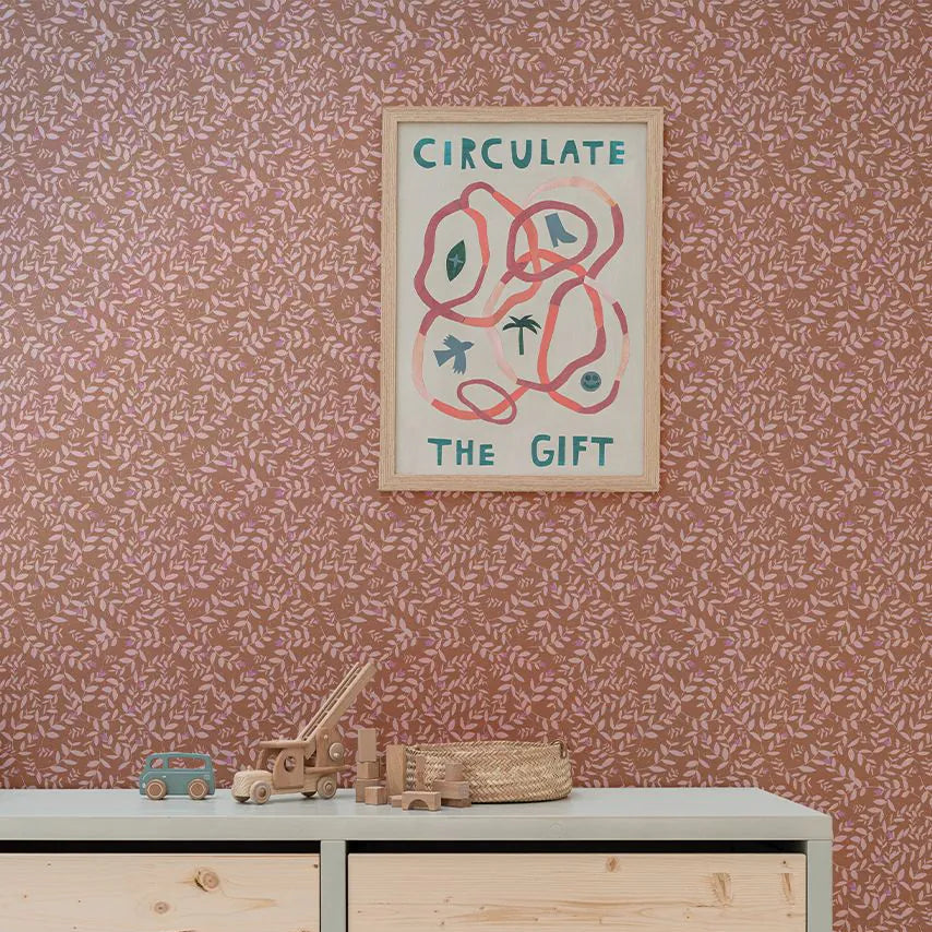 Bibelotte kinderkamer behang met blaadjes - natuur meisjes