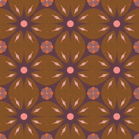 Bibelotte kinderkamer behang met retro blaadjes print paars