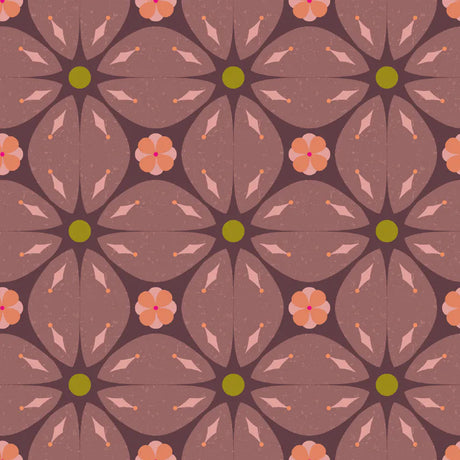 Bibelotte kinderkamer behang met retro blaadjes print paars