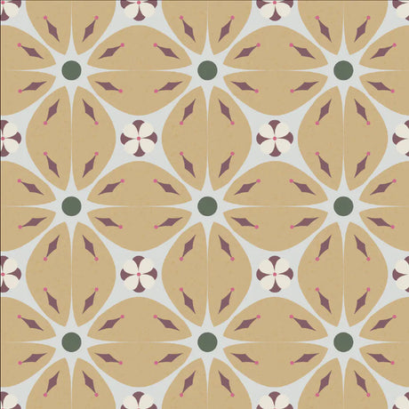 Bibelotte kinderkamer behang met retro blaadjes print geel