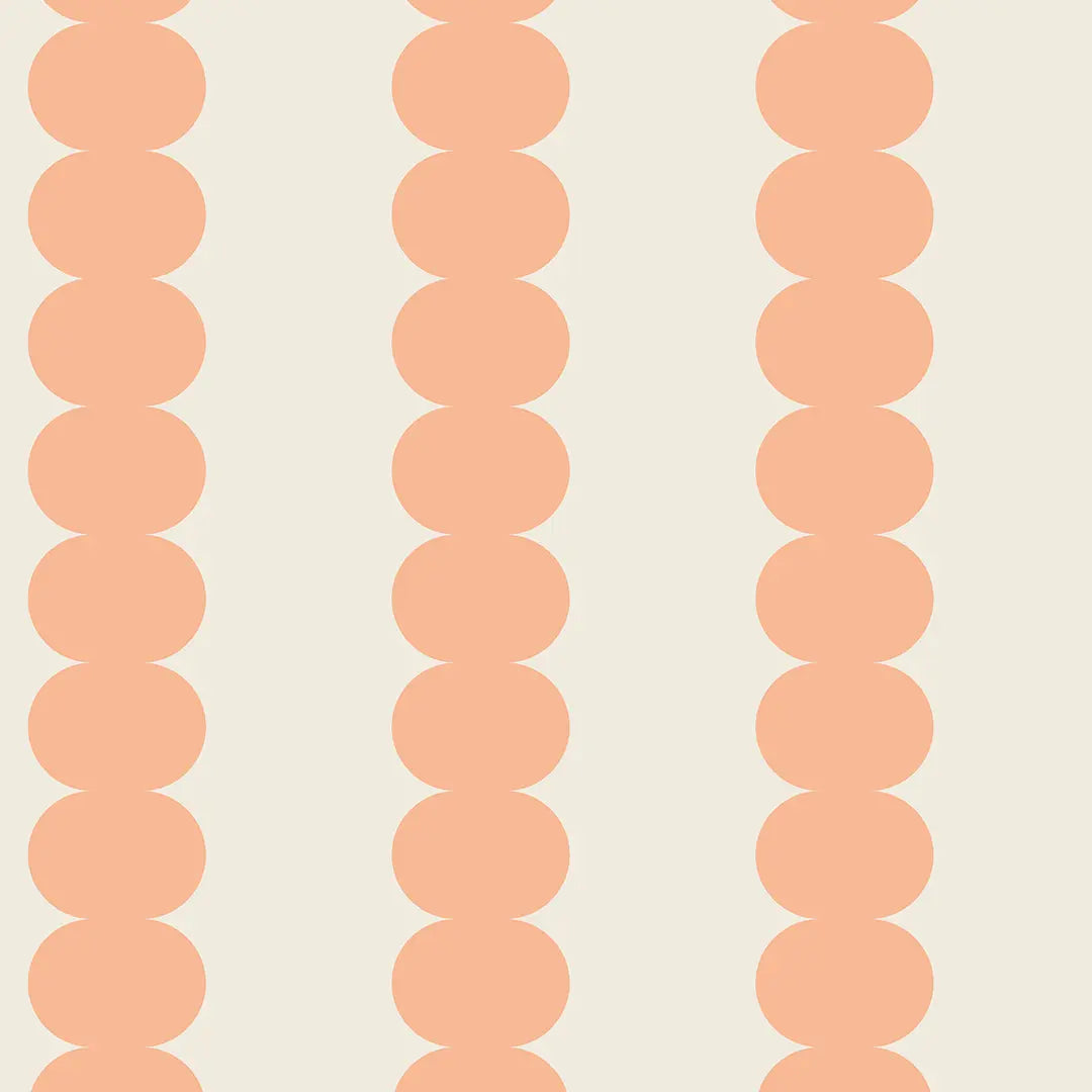 retro blob bollen lijnen behang voor meisjeskamer peach