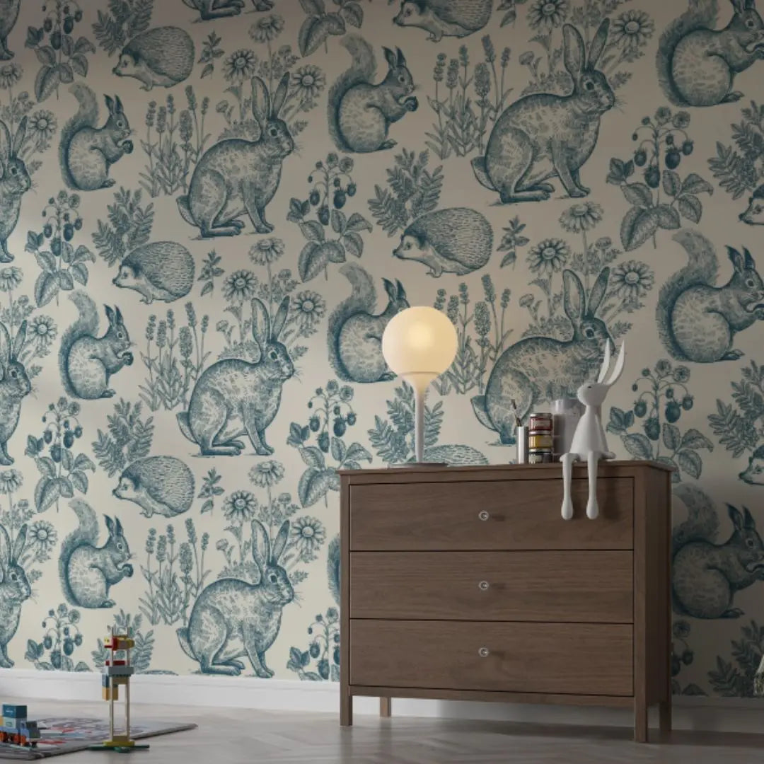 Kindenkamer behang met bosdieren