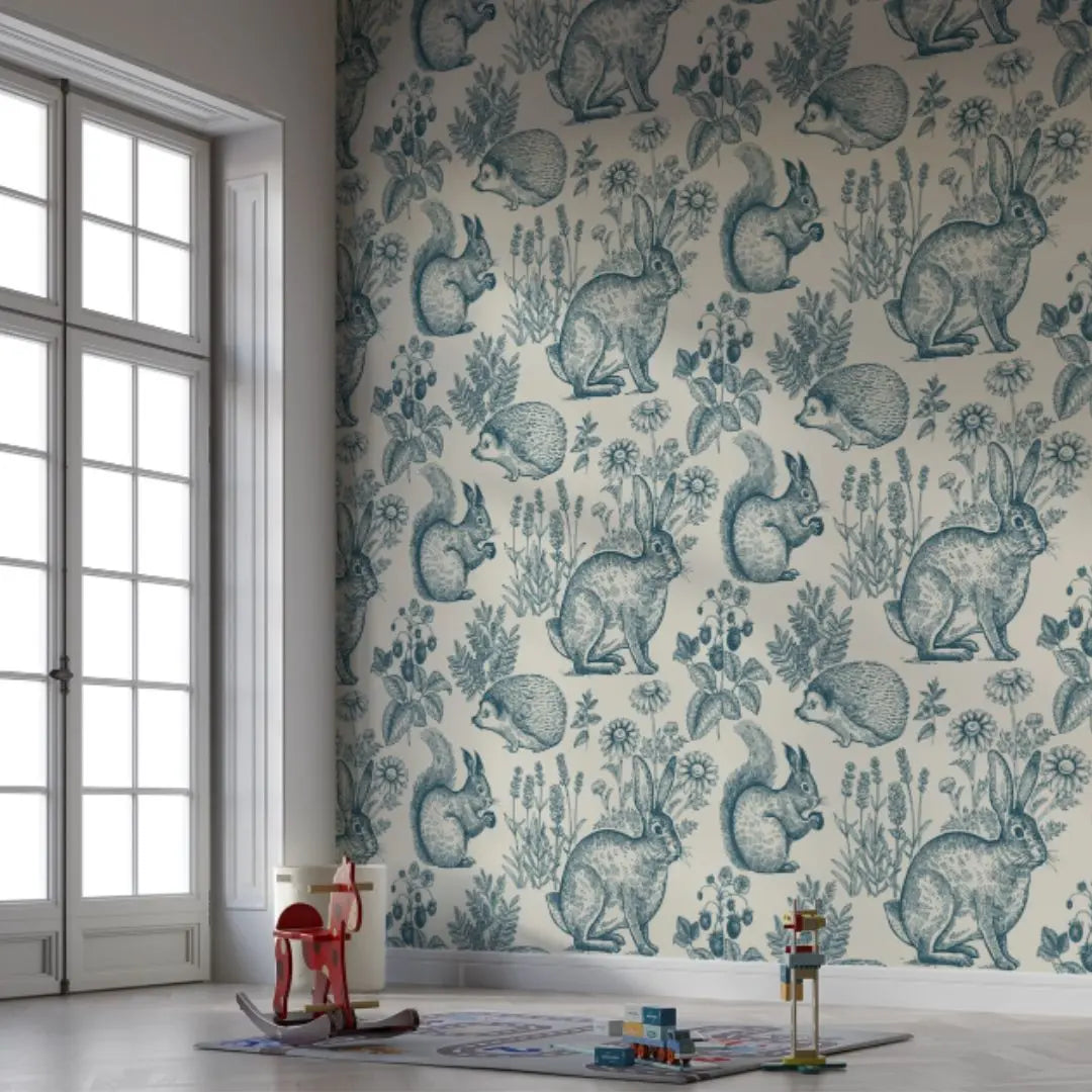 Kindenkamer behang met bosdieren