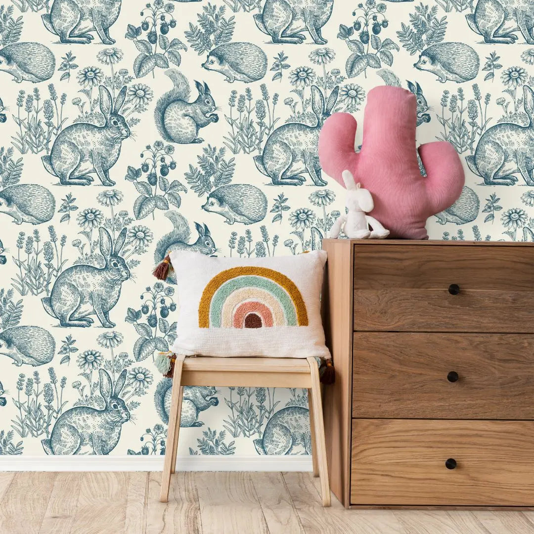 Kindenkamer behang met bosdieren