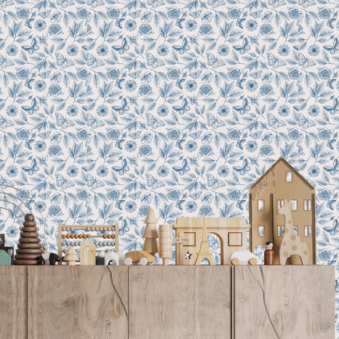 Kinderkamer behang met Franse bloemen