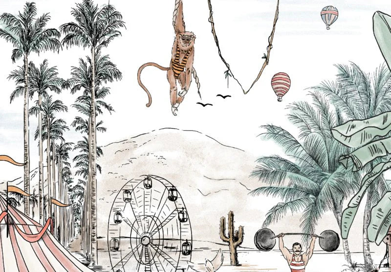 Kinderkamerbehang babykamerbehang circus thema