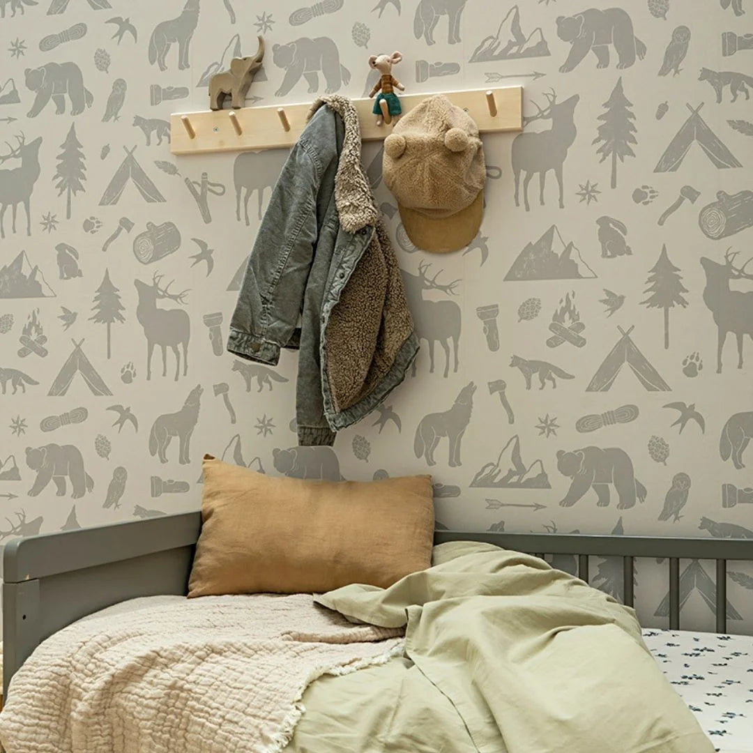 Behang in forest thema met dieren voor de kinderkamer