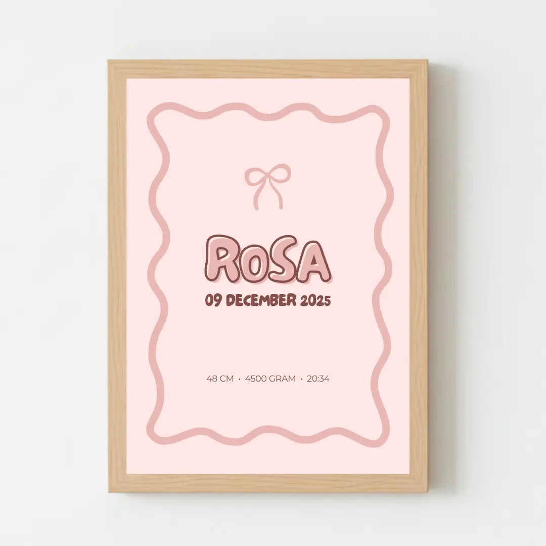 Geboorteposter met naam voor meisjes