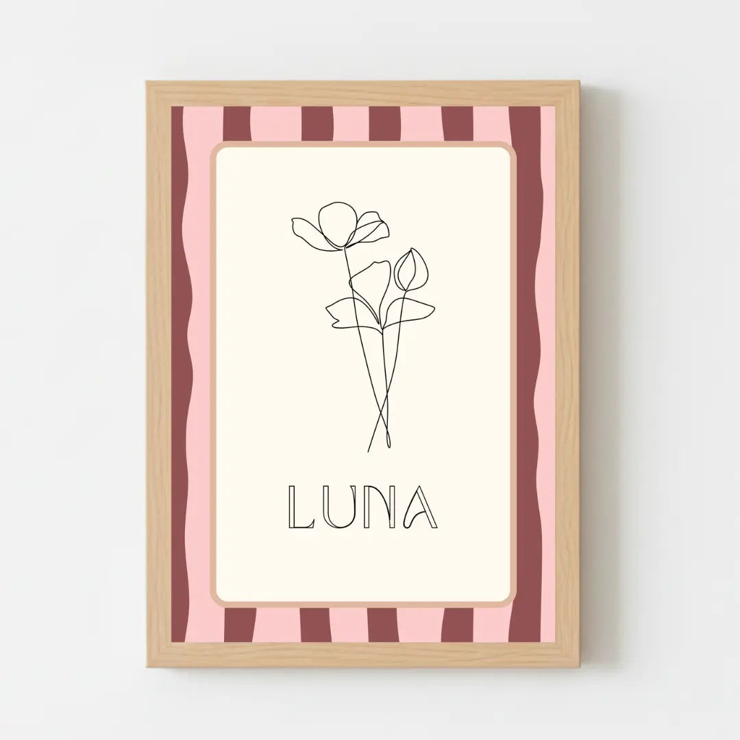 Geboorteposter met naam voor meisjes