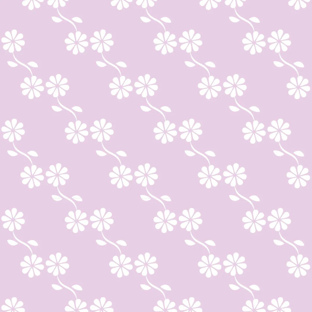 Lila bloemenbehang voor kinderkamers en babykamers.