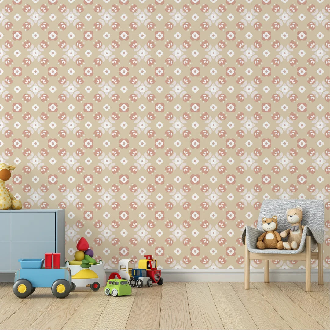 retro bloemen kinderkamerbehang speciaal ontworpen voor kinderkamers en babykamers