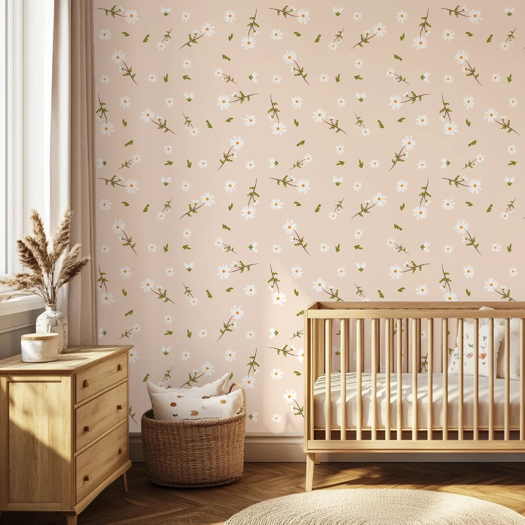 madeliefjes kinderkamerbehang speciaal ontworpen voor kinderkamers en babykamers