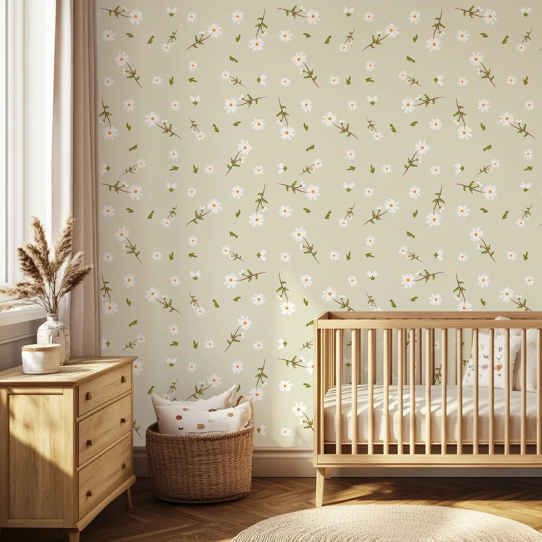 madeliefjes kinderkamerbehang speciaal ontworpen voor kinderkamers en babykamers