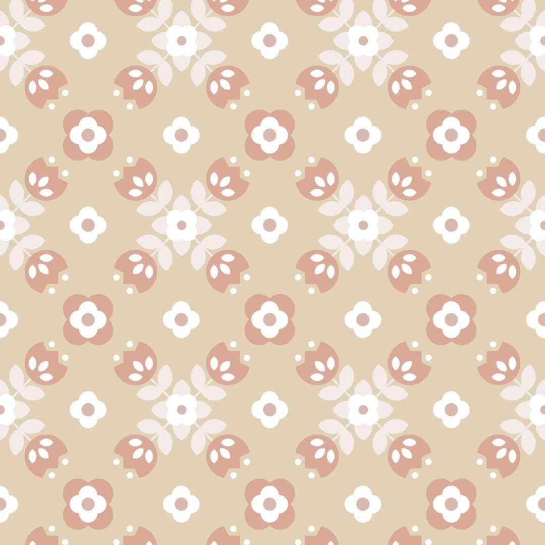 retro bloemen kinderkamerbehang speciaal ontworpen voor kinderkamers en babykamers
