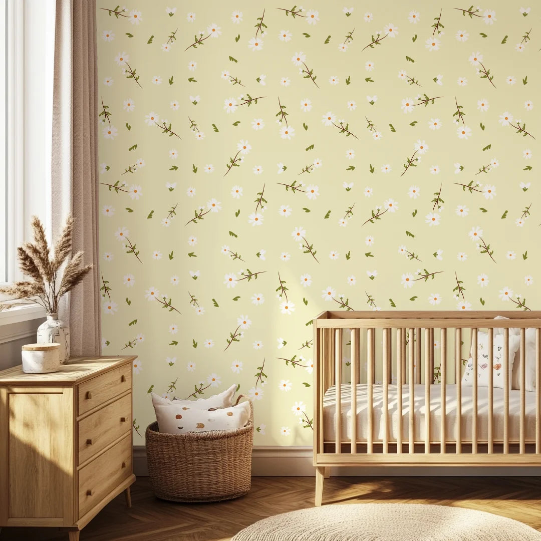 madeliefjes kinderkamerbehang speciaal ontworpen voor kinderkamers en babykamers