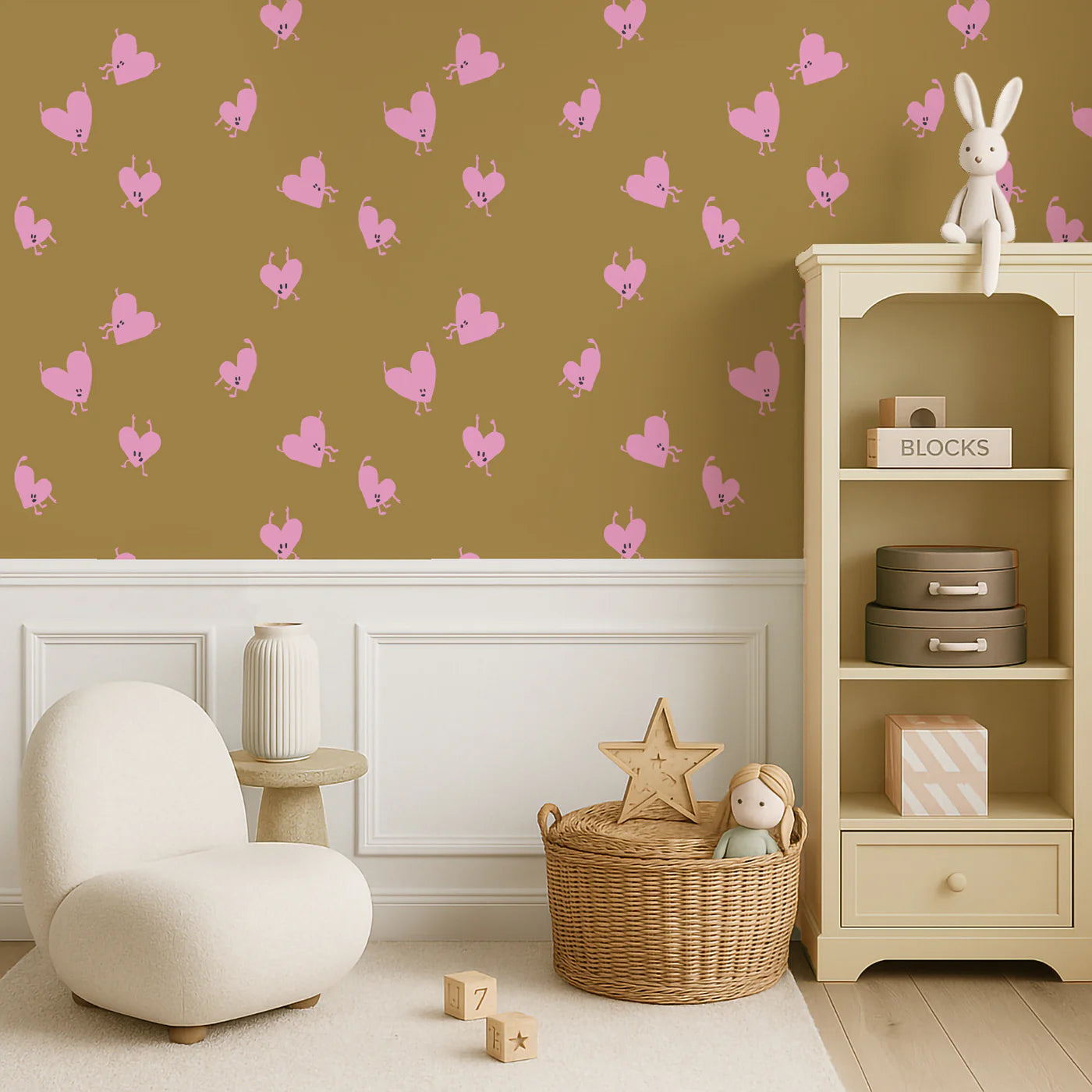 Love drop behang met hartjes