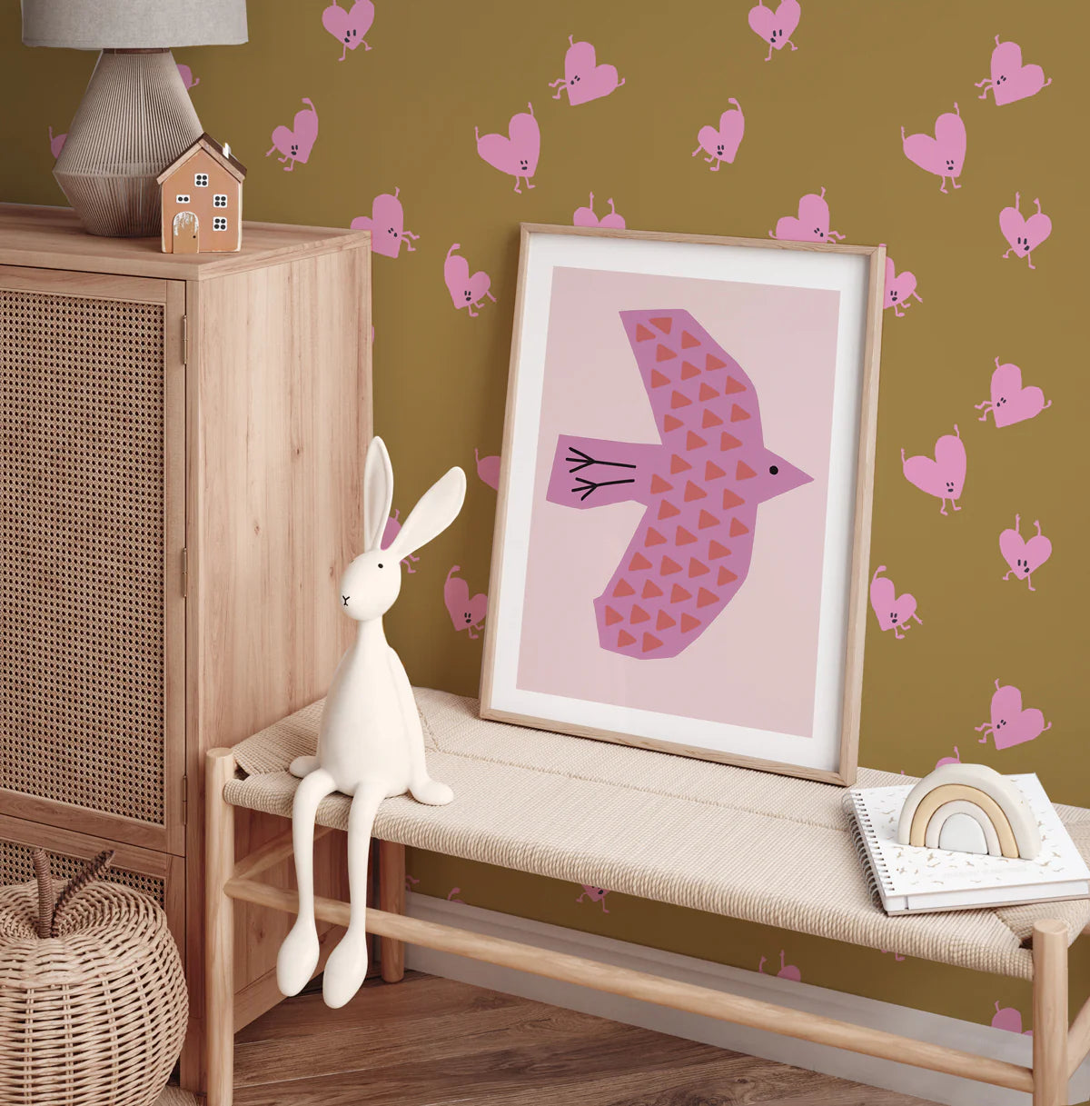 Love drop behang met hartjes