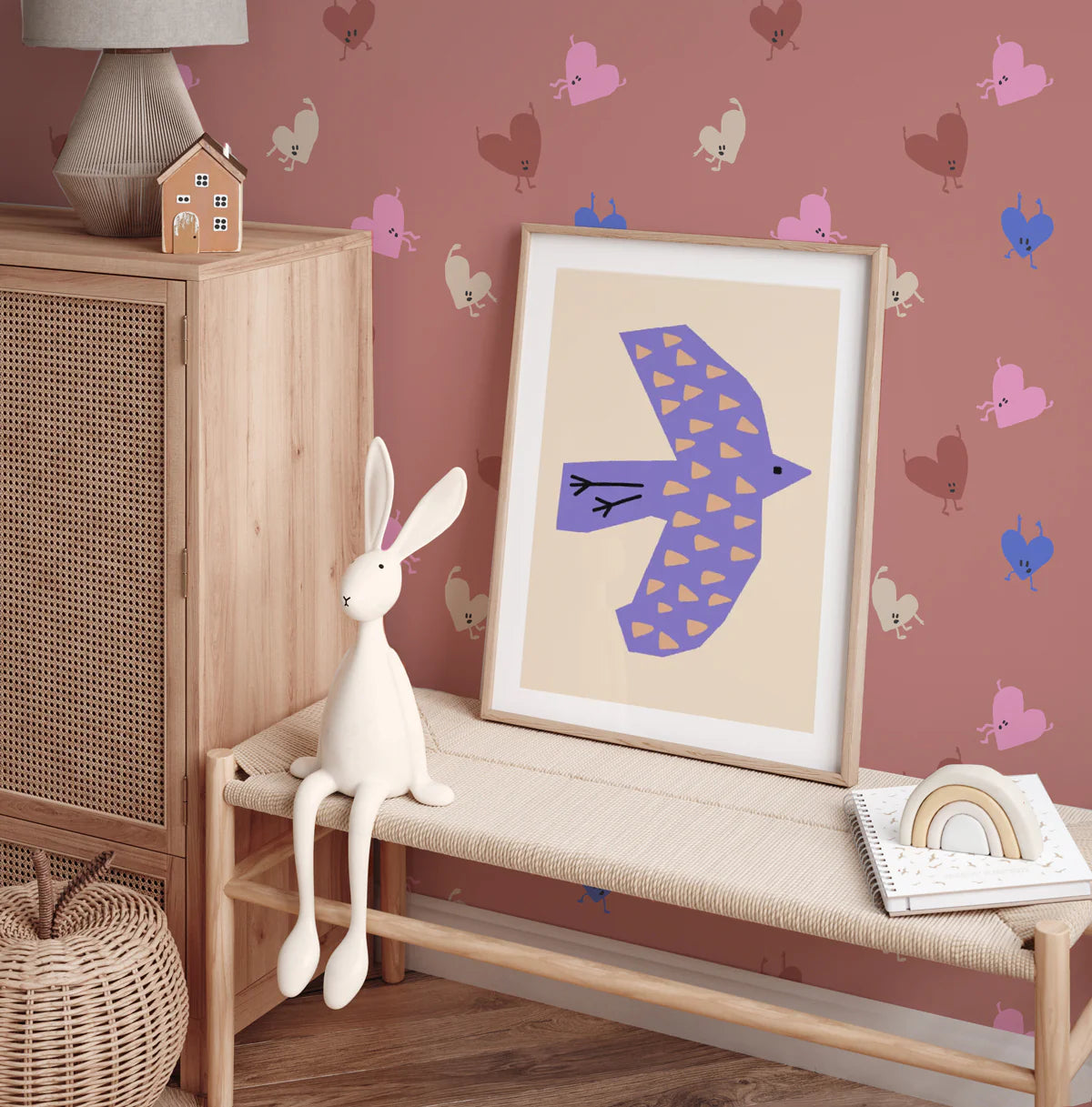 Love drop behang met hartjes