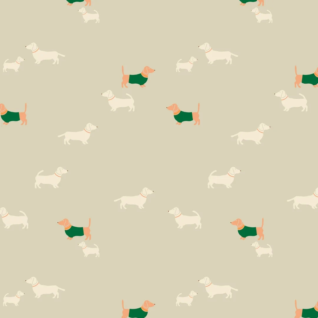 Kinderkamer behang van Studio Pieni met teckelpatroon