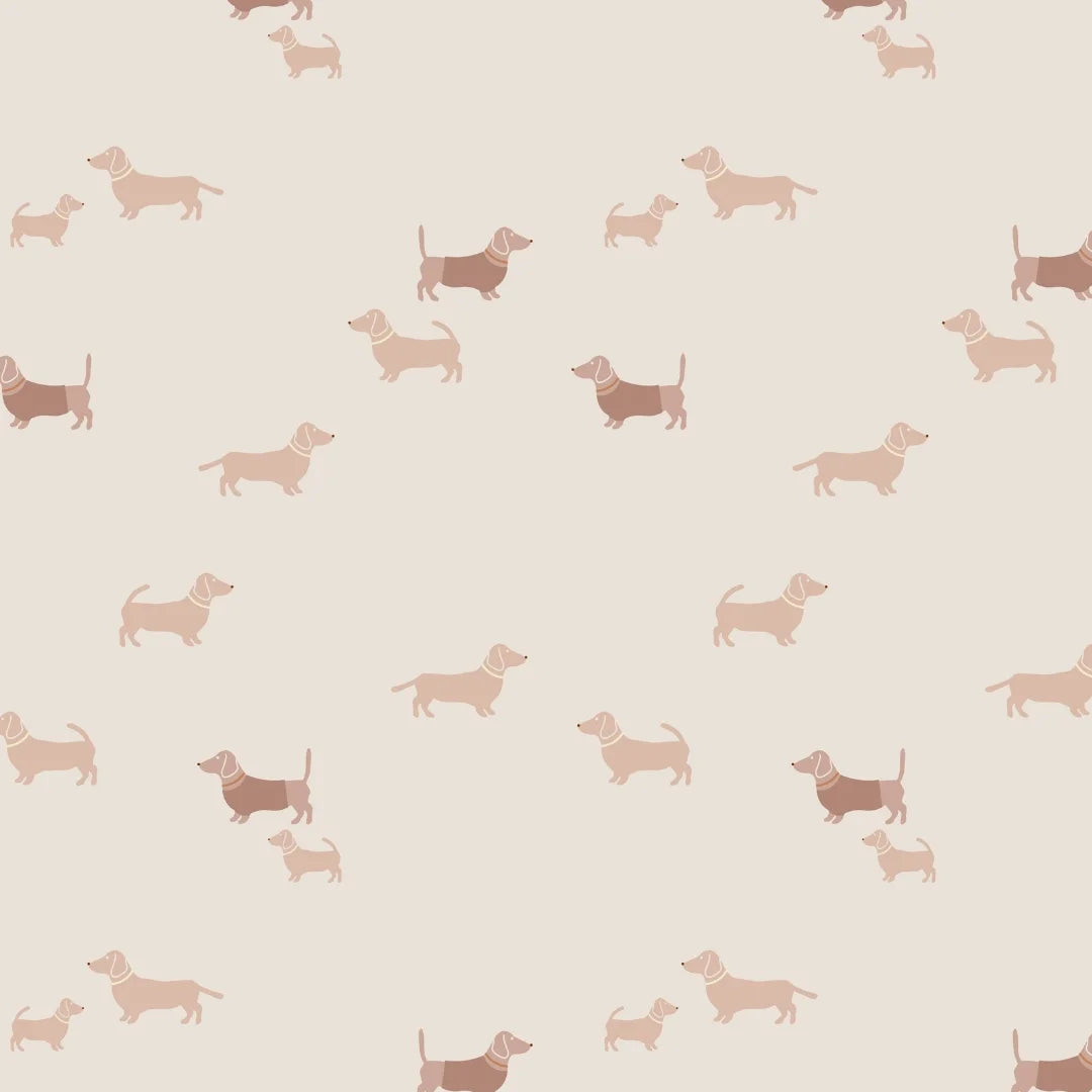 Kinderkamer behang van Studio Pieni met teckelpatroon