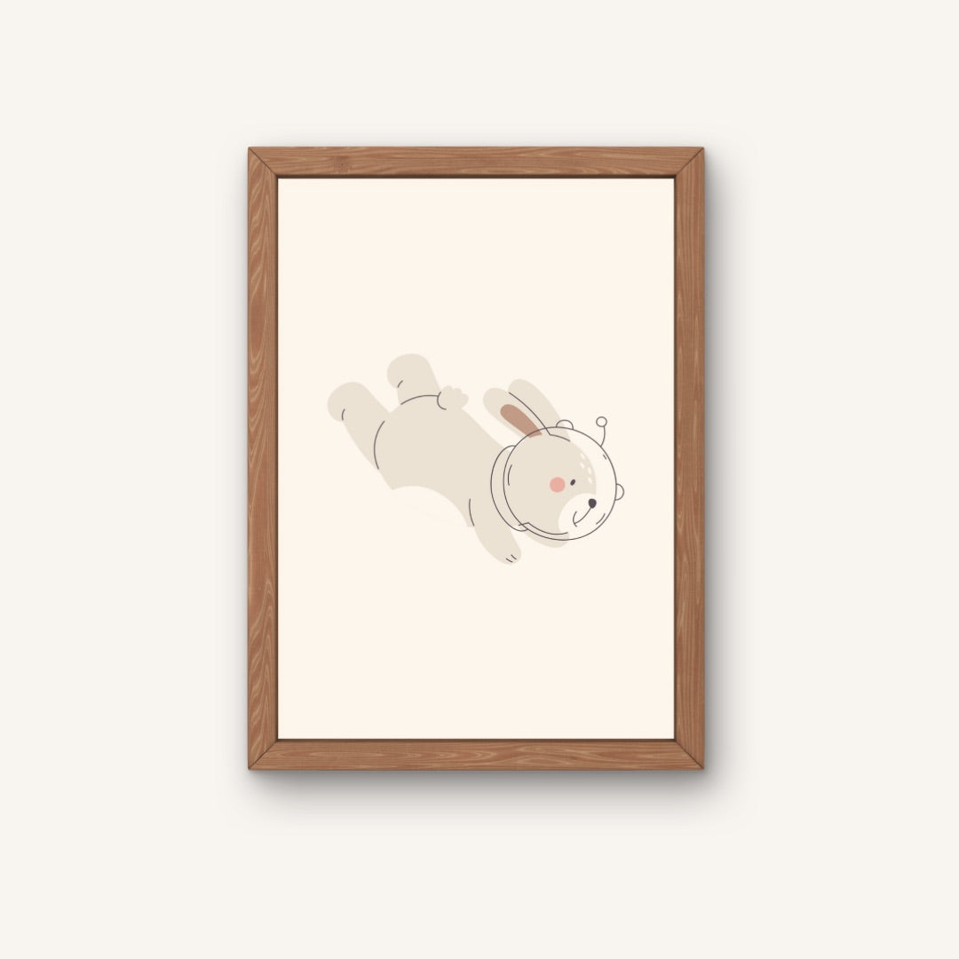 konijnen poster astronaut kinderkamer of babykamer