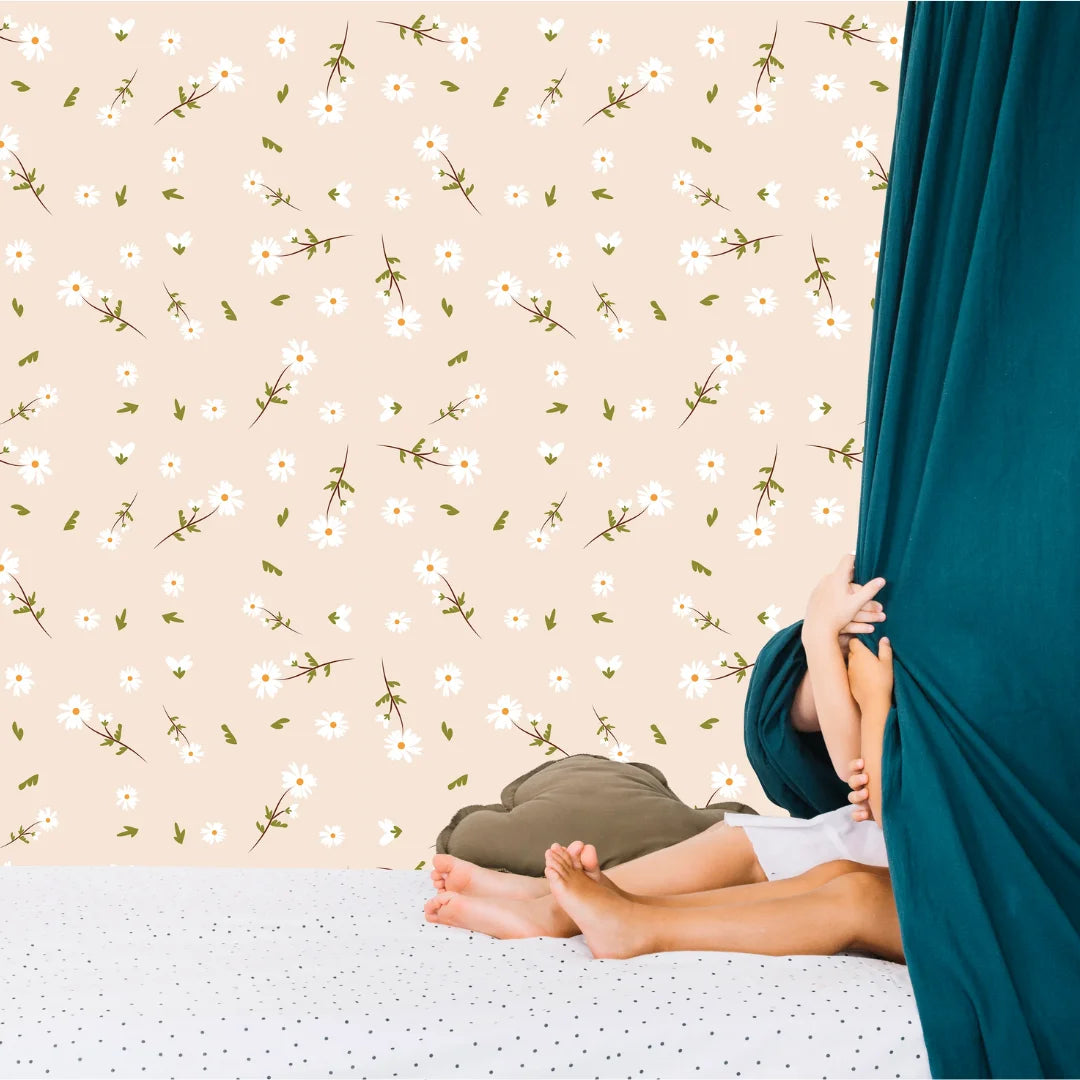 Madeliefjes behang voor kinderkamers en babykamers.