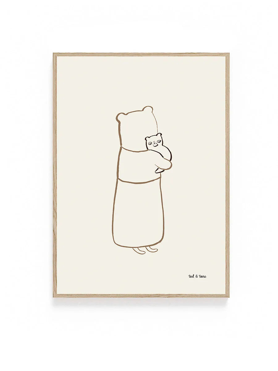 Ted en tone kinderkamer poster met dieren in natuurlijke tinten.