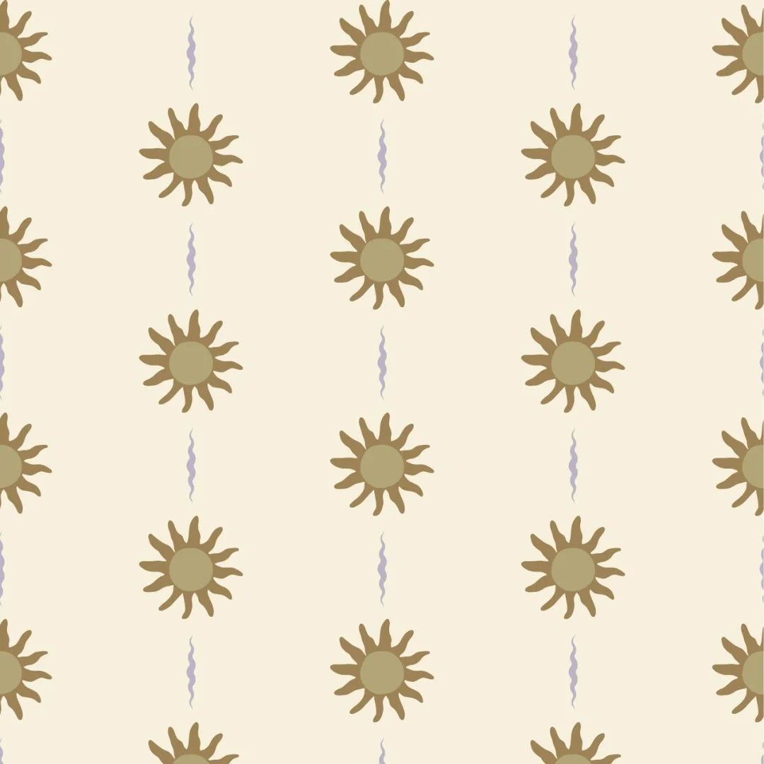 vintage meisjeskamer of babykamer behang met boho zonnetjes van het merk Little Amour