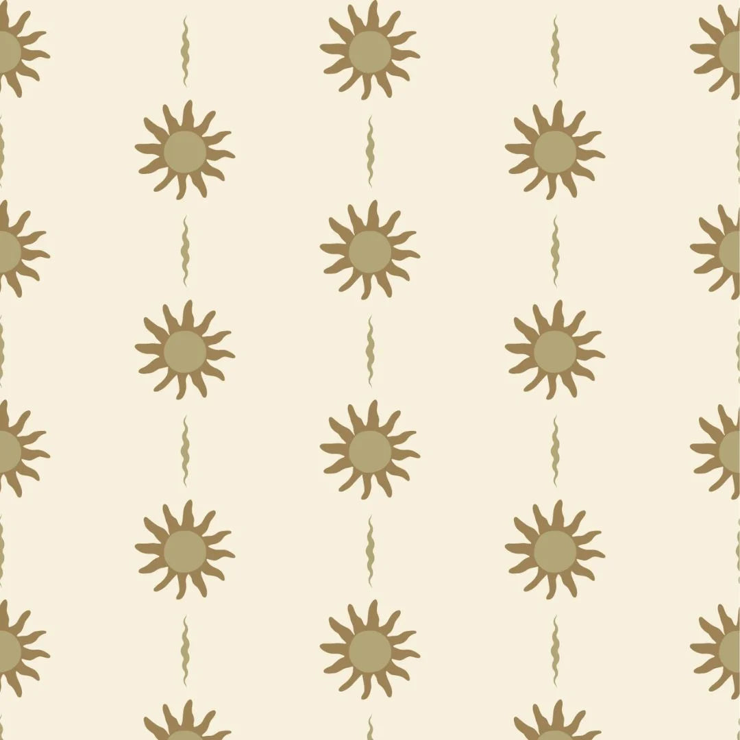 vintage meisjeskamer of babykamer behang met boho zonnetjes van het merk Little Amour