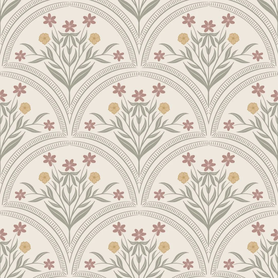 vintage meisjeskamer of babykamer behang met bloemen van het merk Little Amour