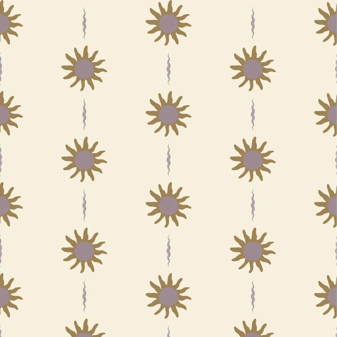 vintage meisjeskamer of babykamer behang met boho zonnetjes van het merk Little Amour