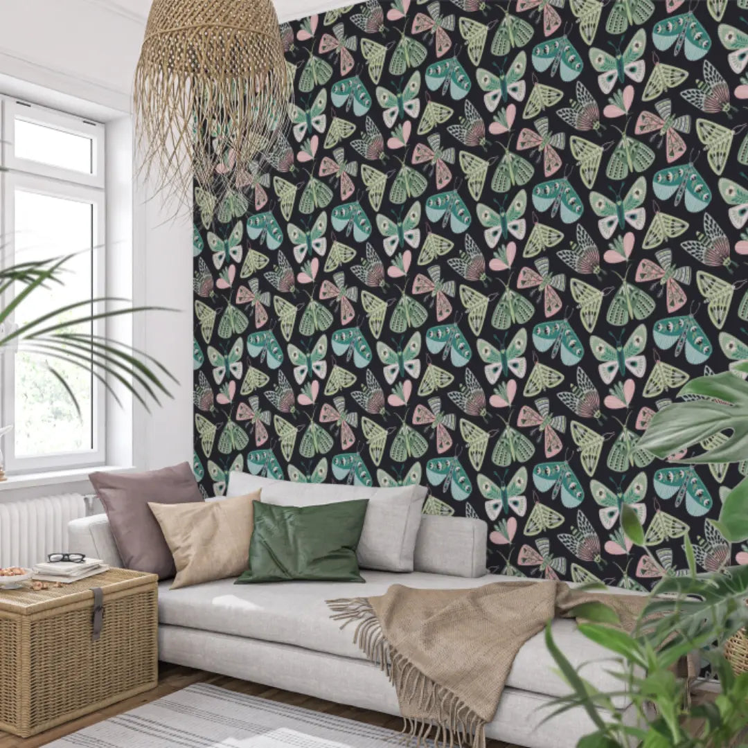 Kindenkamer behang met nachtvlinders